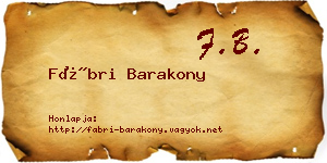 Fábri Barakony névjegykártya